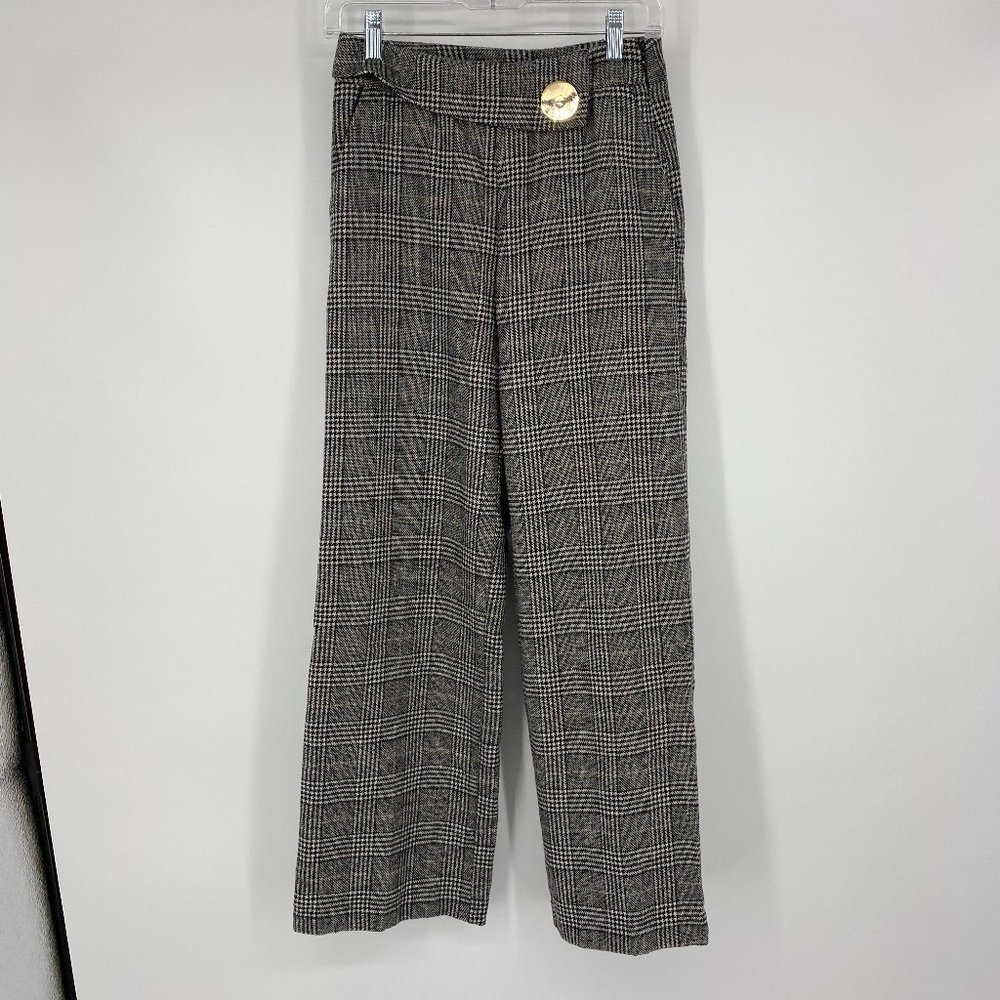 Zara Basic Plaid Black/White XS Slacks